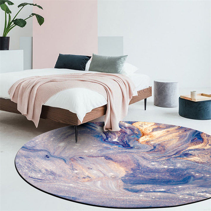 Modern living room rug in purple abstract sea water print rug polyester washable stain-resistant rug | Bowlift