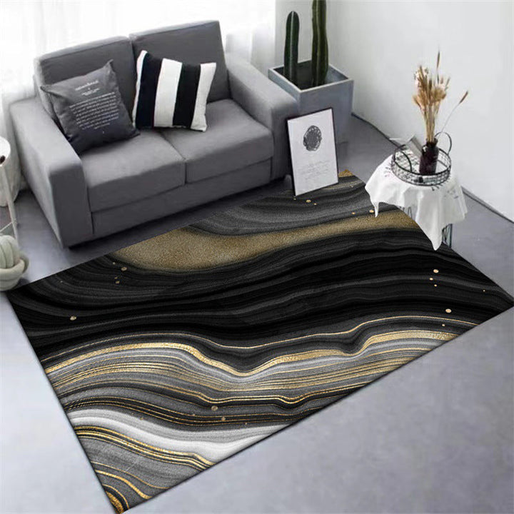 New Modern Carpet in Black and Gold Abstract Stone Vein Pattern Carpet Polyester Washable Carpet for Home Decoration | Bowlift