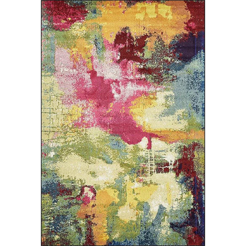 Colorful Bedroom Rug Modern Abstract Watercolor Pattern Rug Polyester Machine Washable Rug | Bowlift
