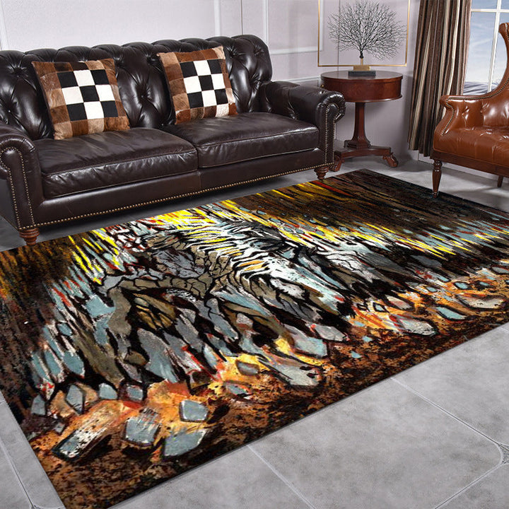 Brown bedroom carpet modern abstract stone pattern carpet polyester washable dirt-repellent carpet | Bowlift