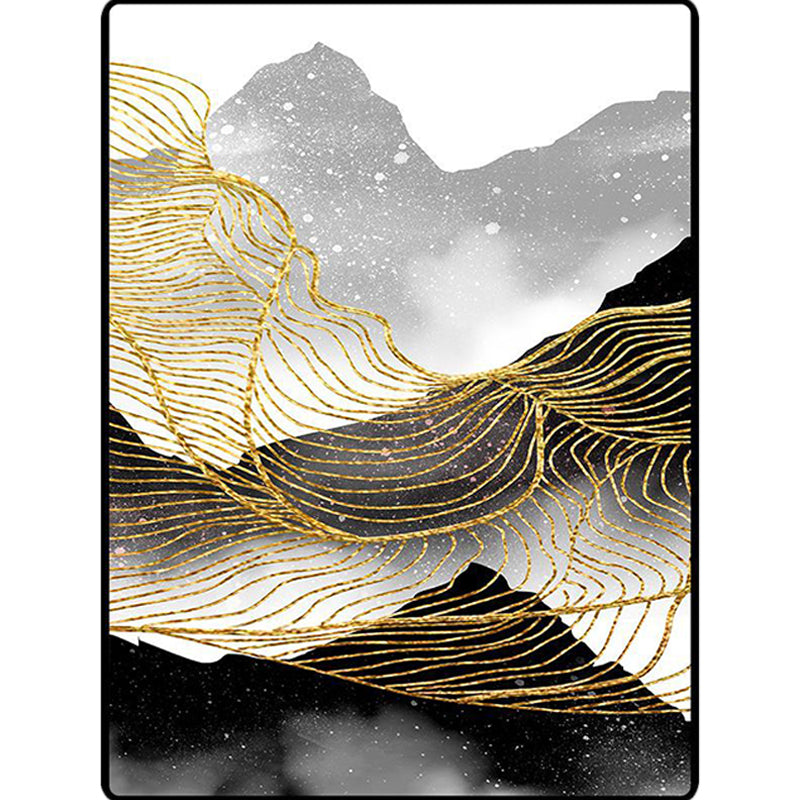 Nordic Modern Rug in Black and White Abstract Ink Painting Line Pattern Rug Polyester Washable Rug for Home Decor | Bowlift