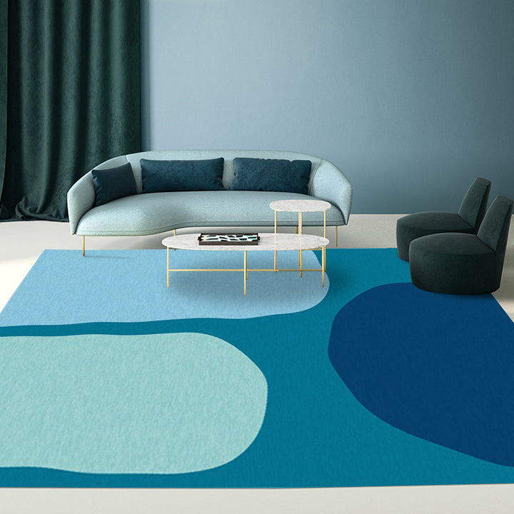 BowLift | Blue Bedroom Rug Novelty Color Box Pattern Rug Polyester Machine Washable Rug