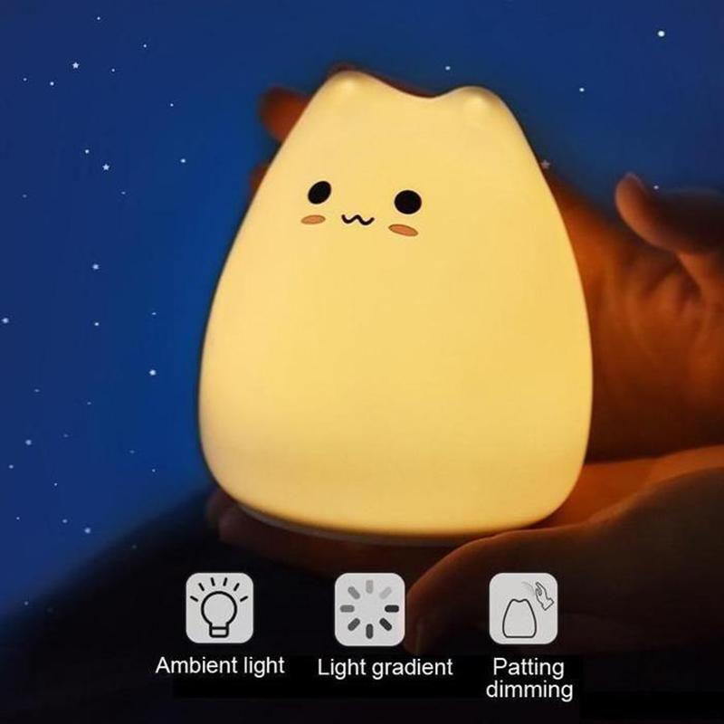 BowLift | Cute Silicone Cat Lamp Touch-Control Kids Bedside Lights
