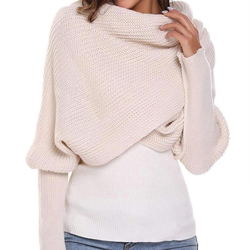 BowLift | Autumn & winter fashion crochet knitted scarf with sleeves