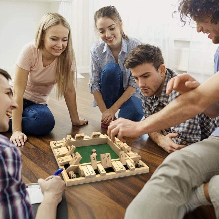 BowLift | 4-Player Shut The Box Wooden Table Dice Game