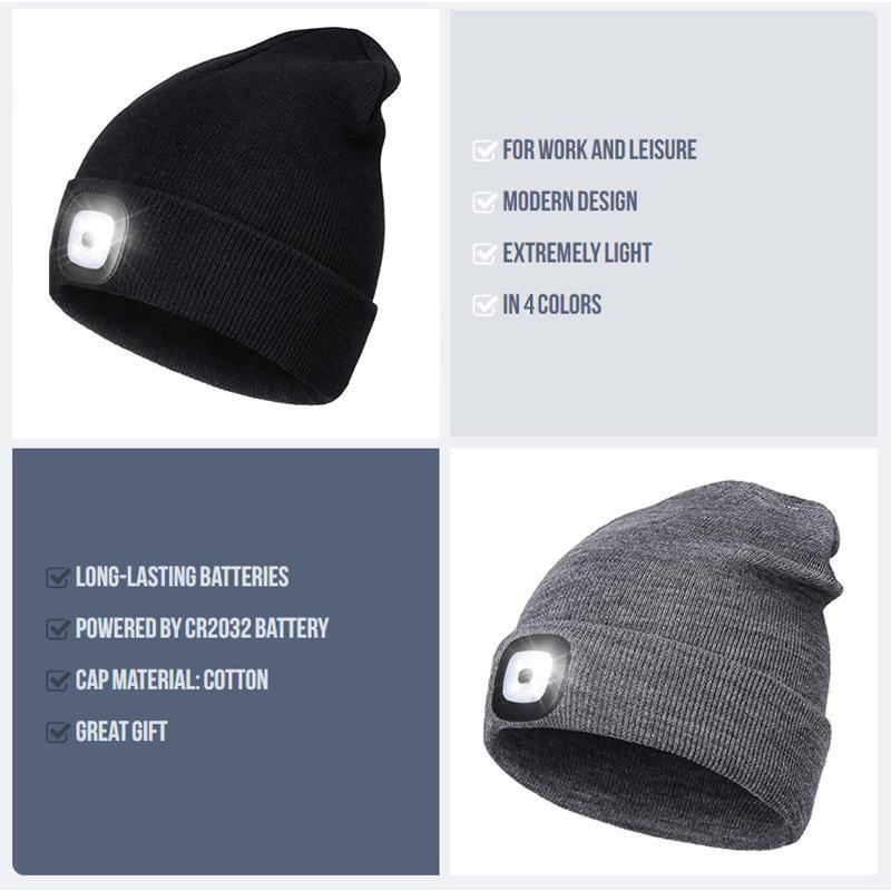 BowLift | Unisex Winter Warm Knit Hat Head Torch Cap