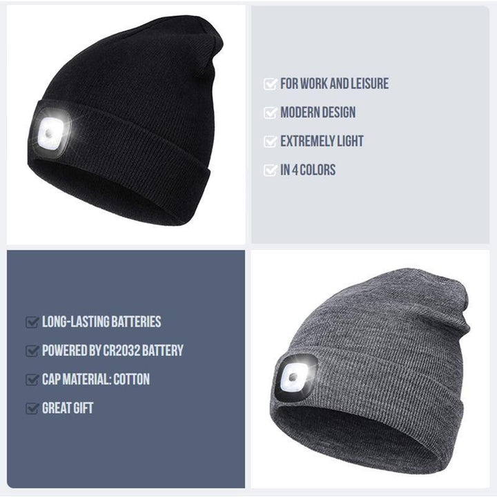 BowLift | Unisex Winter Warm Knit Hat Head Torch Cap
