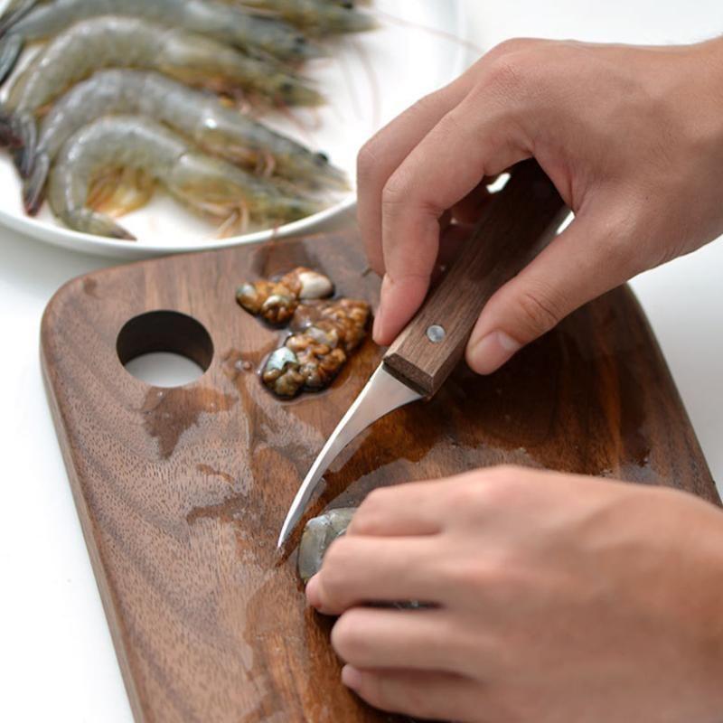 BowLift | Stainless steel shrimp tool with wooden handle