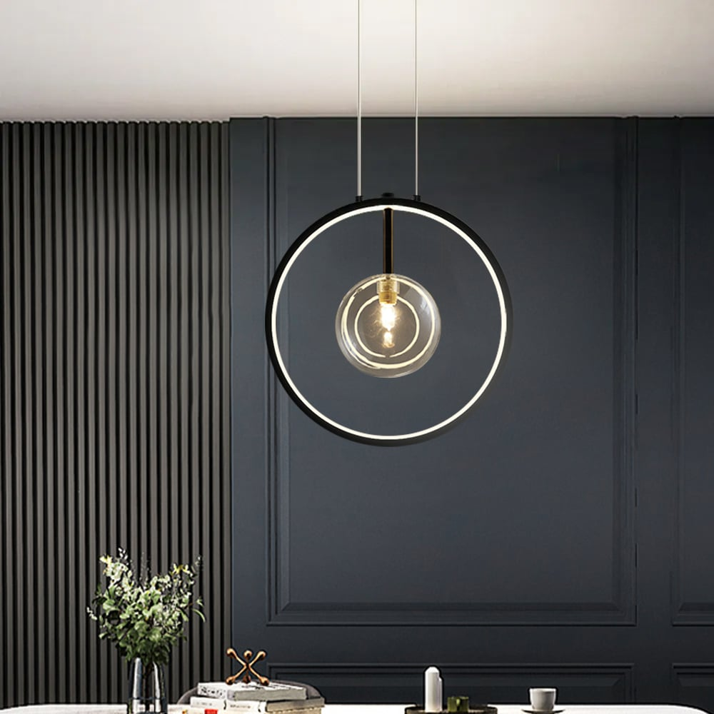 BowLift | Minimalist Glass Ball Pendant Light Black