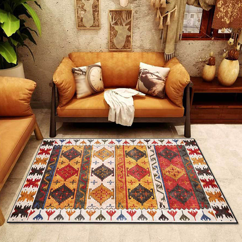 Yellow Tribal Carpet Polyester Southwestern Pattern Carpet Washable Non-slip Back Carpet for Living Room | Bowlift