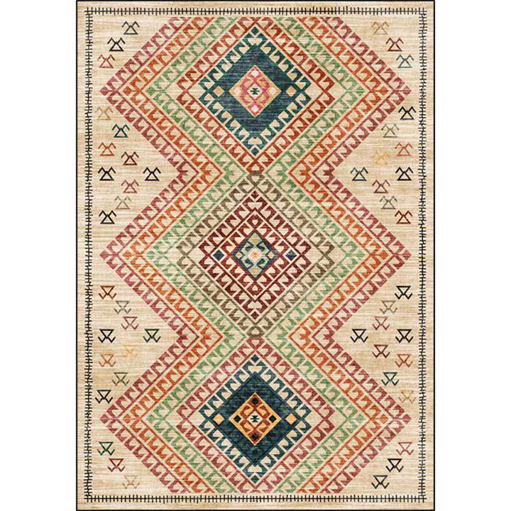 BowLift | Southwest Living Room Carpet in Yellow Diamond Print Carpet Polyester Stain Resistant Non-Slip Carpet