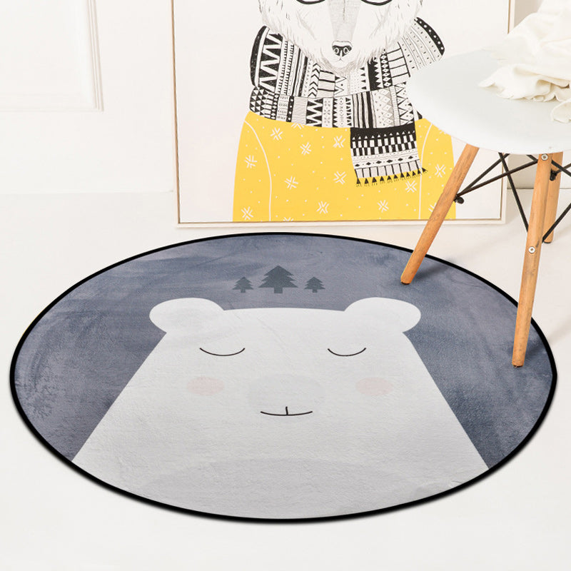 BowLift | Stylish children's rug in white and blue animal flamingo bear lion pattern rug polyester washable rug for the children's room