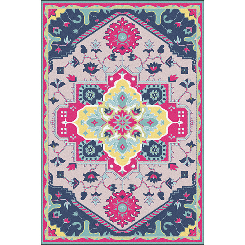BowLift | Colorful Bedroom Rug Moroccan Medallion Floral Pattern Area Rug Polyester Non-Slip Stain-Resistant Rug