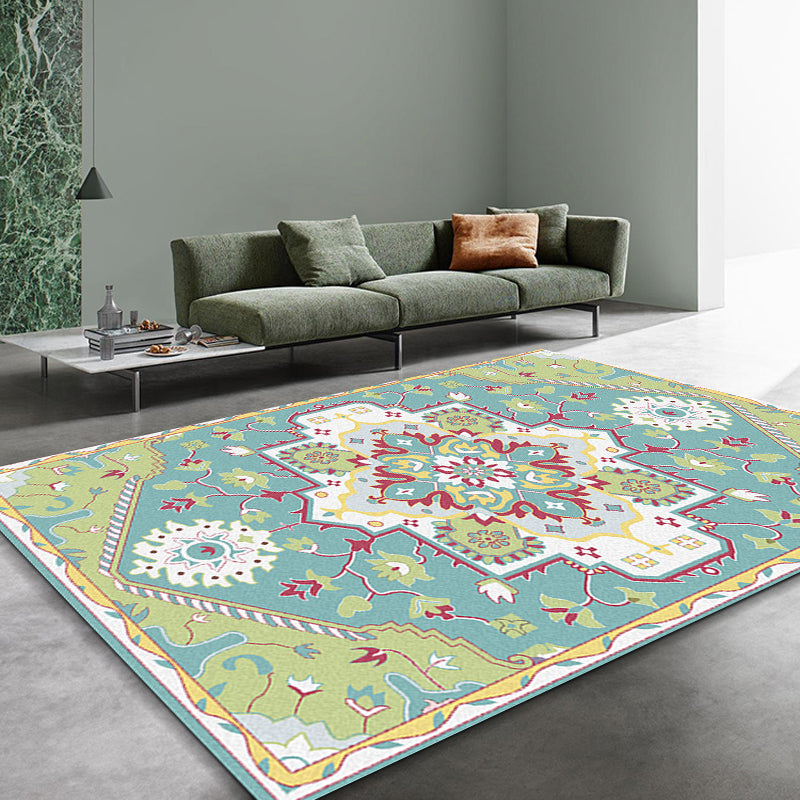 BowLift | Colorful Bedroom Rug Moroccan Medallion Floral Pattern Area Rug Polyester Non-Slip Stain-Resistant Rug