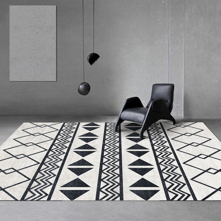 BowLift | Black and Gray Southwest Carpet Polyester Tree Pattern Carpet Washable Non-Slip Underlay Carpet for Living Room