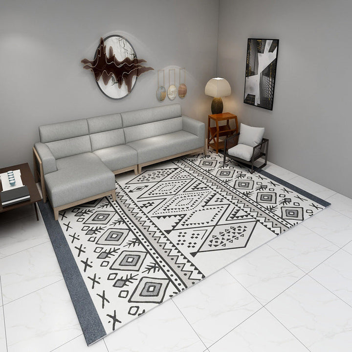 BowLift | Black and Gray Southwest Carpet Polyester Tree Pattern Carpet Washable Non-Slip Underlay Carpet for Living Room