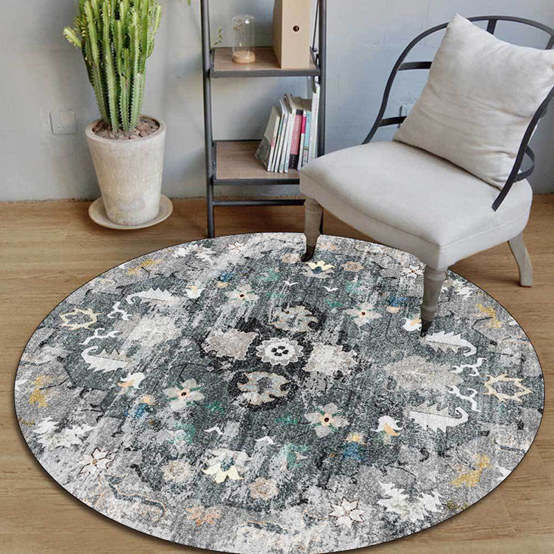 Persian medallion pattern rug pink and green polyester rug machine washable non-slip rug for the bedroom | Bowlift