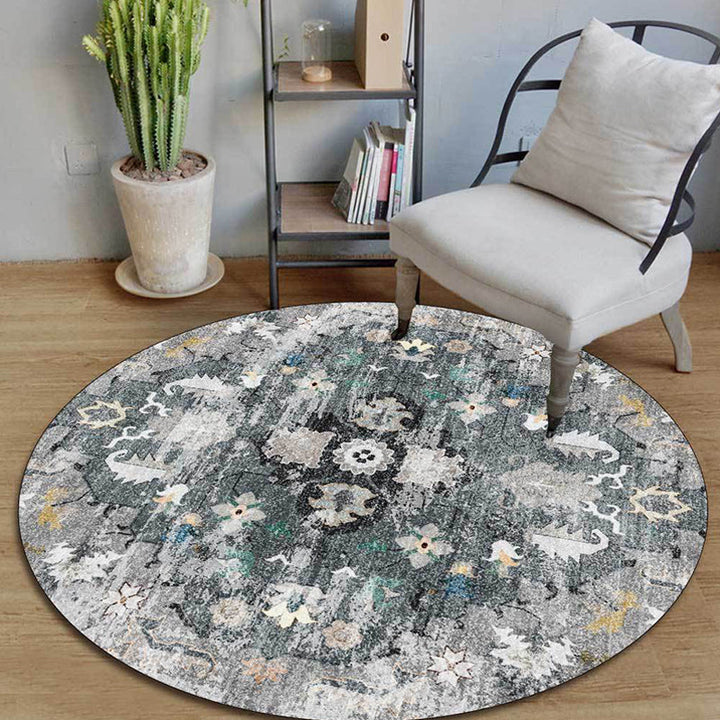Persian medallion pattern rug pink and green polyester rug machine washable non-slip rug for the bedroom | Bowlift