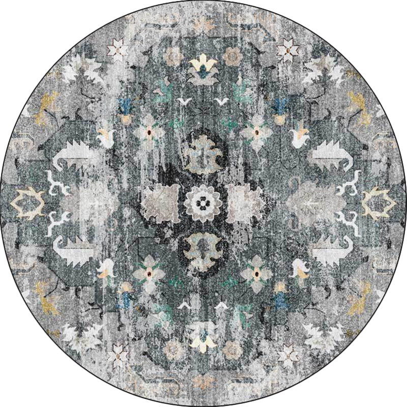 Persian medallion pattern rug pink and green polyester rug machine washable non-slip rug for the bedroom | Bowlift
