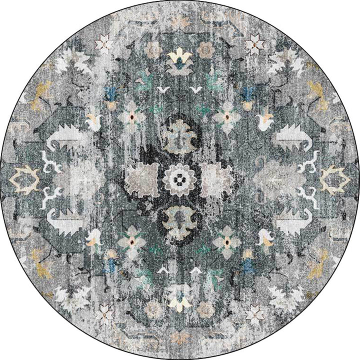 Persian medallion pattern rug pink and green polyester rug machine washable non-slip rug for the bedroom | Bowlift