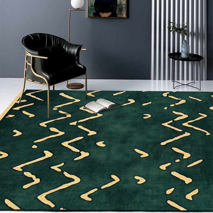 BowLift | Novelty Living Room Rug in green geometric line pattern Rug Polyester pet-friendly area rug