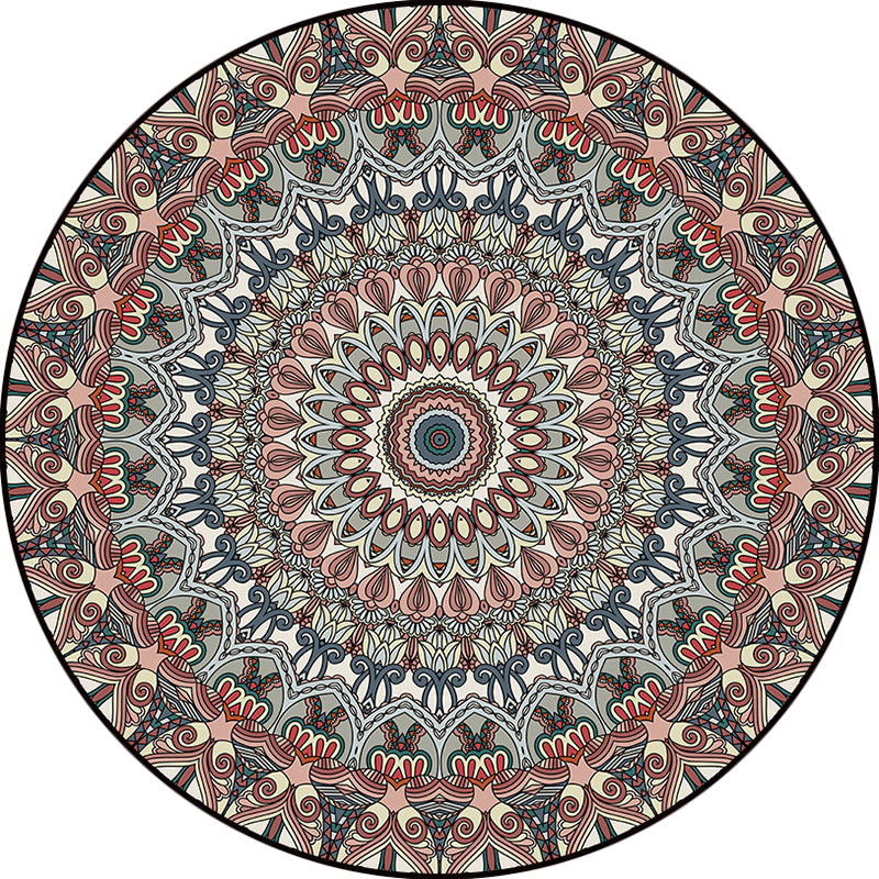 Brown Moroccan rug Polyester Floral printed rug Washable Non-slip backing rug for living room | Bowlift