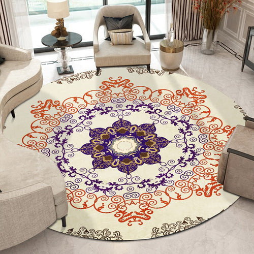 BowLift | Orange Moroccan Carpet Polyester Medallion Print Carpet Washable Non-Slip Back Carpet for Living Room