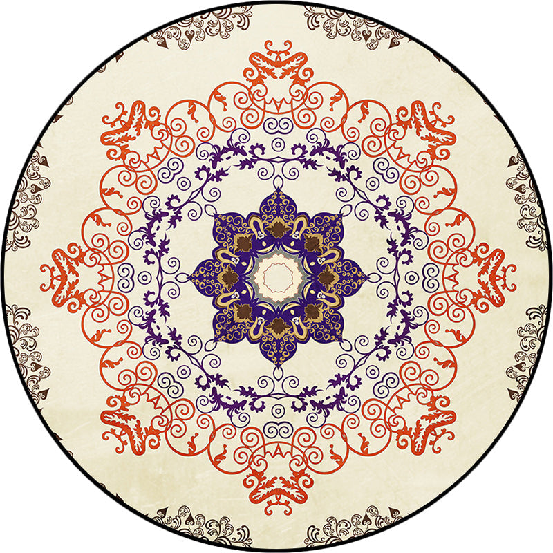 BowLift | Orange Moroccan Carpet Polyester Medallion Print Carpet Washable Non-Slip Back Carpet for Living Room