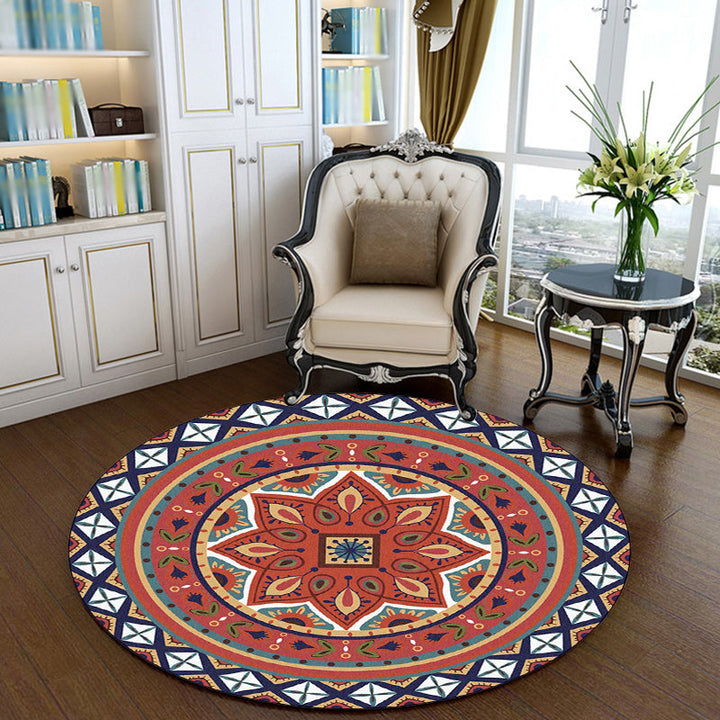 BowLift | Persian Medallion Pattern Carpet Red Polyester Carpet Machine Washable Non-slip Carpet for the Bedroom