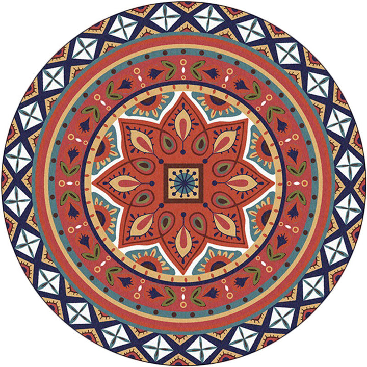 BowLift | Persian Medallion Pattern Carpet Red Polyester Carpet Machine Washable Non-slip Carpet for the Bedroom