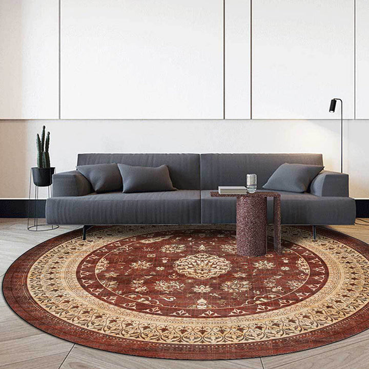 BowLift | Persian Medallion Design Rug Brown Polyester Carpet Machine Washable Non-Slip Area Rug for Bedroom