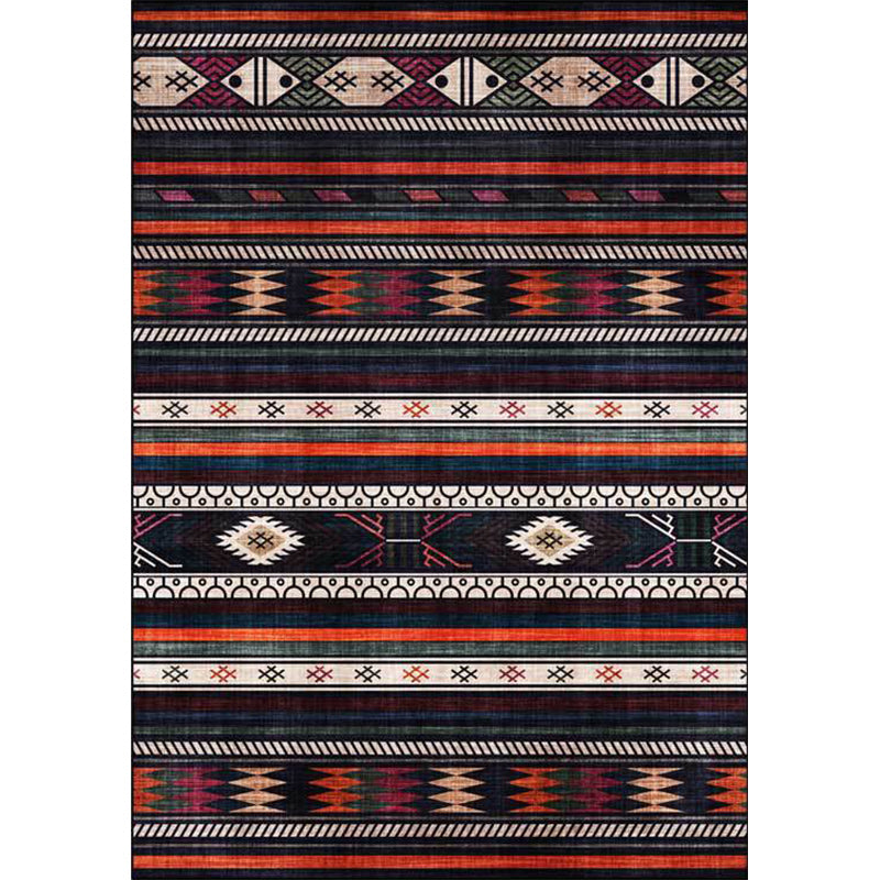 BowLift | Tribal Southwest Rug in Black Geometric Stripe Pattern Rug Polyester Non-Slip Rug for Home Decor