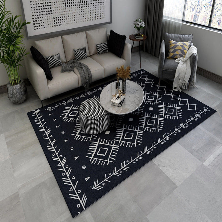 BowLift | Black and brown southwestern carpet polyester tribal pattern carpet washable non-slip backing carpet for the living room