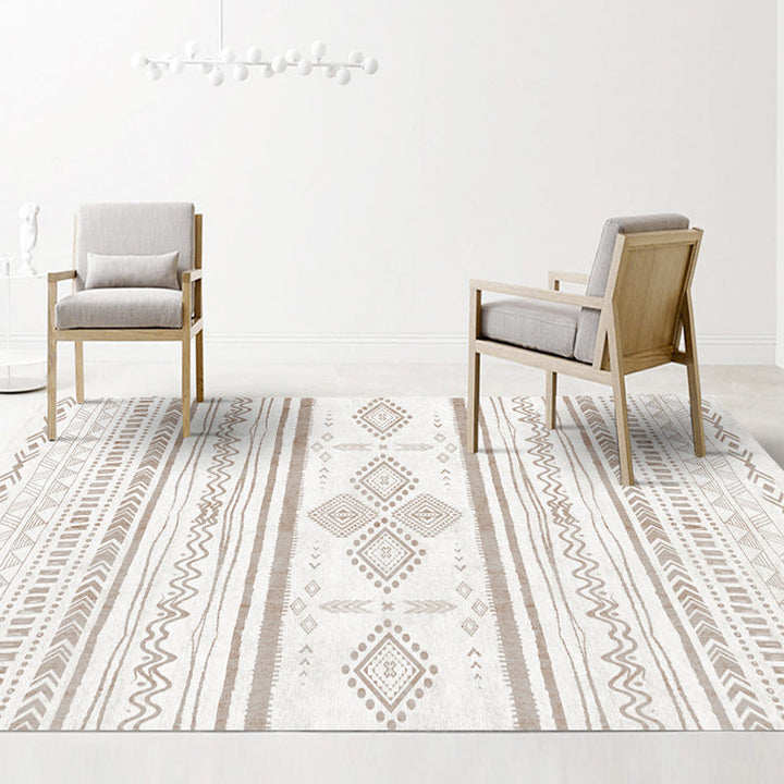 BowLift | Black and brown southwestern carpet polyester tribal pattern carpet washable non-slip backing carpet for the living room