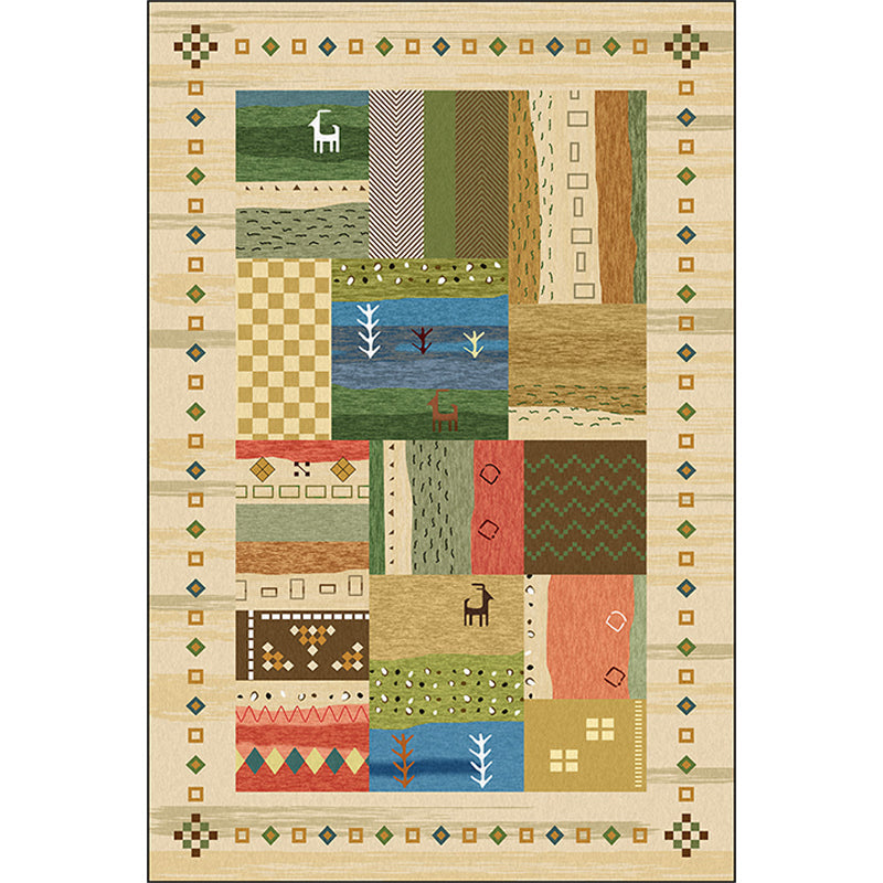 BowLift | Americana Tribal Pattern Carpet Multi-Color Polyester Carpet Machine Washable Non-Slip Area Rug for Bedroom