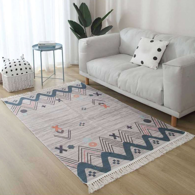 BowLift | Classic Southwestern Geometric Pattern Rug Black and Brown Tribal Rug Linen Fringe Washable Rug for Living Room