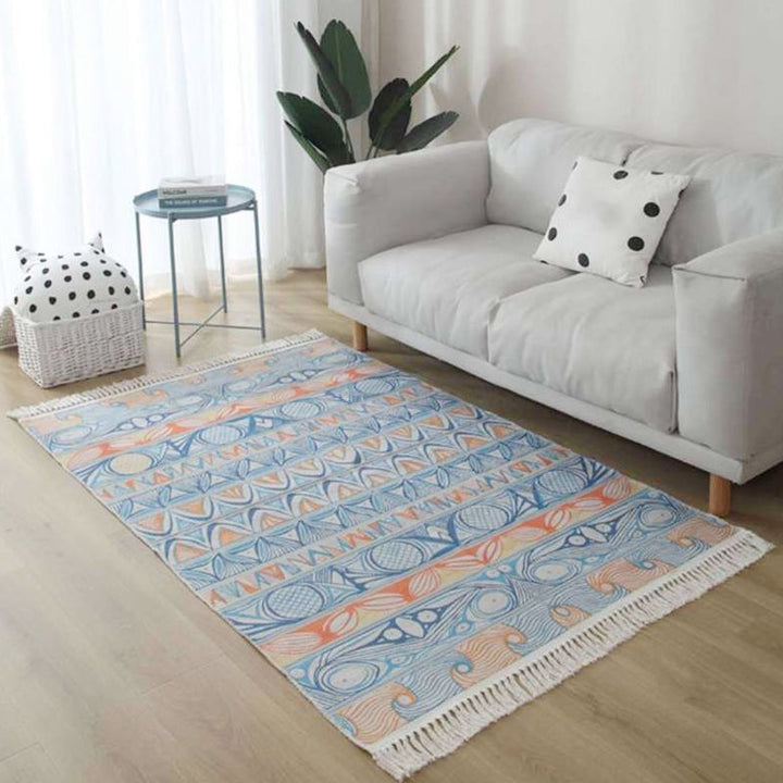 BowLift | Gray and Brown Southwestern Rug Linen Tribal Geometric and Stripe Pattern Rug Washable Fringed Rug for the Living Room