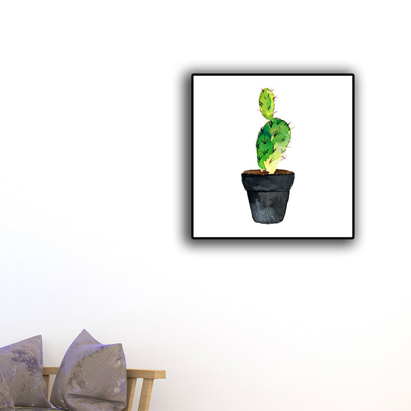 BowLift | Green Pot Cactus Wall Art Decor Plant Tropical Texture Canvas Print for Home