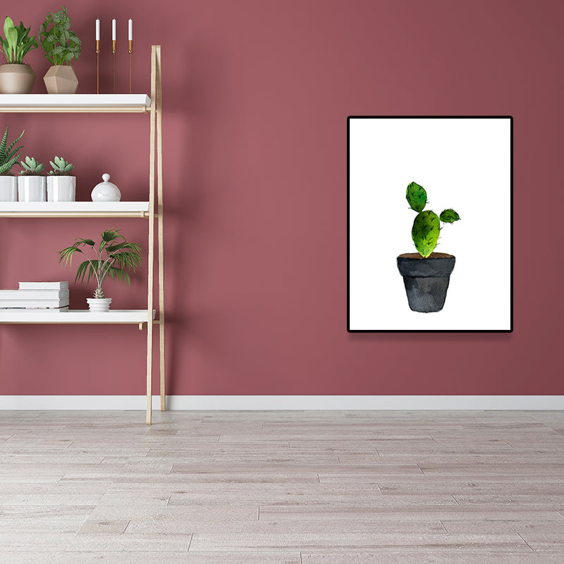 BowLift | Green Pot Cactus Wall Art Decor Plant Tropical Texture Canvas Print for Home