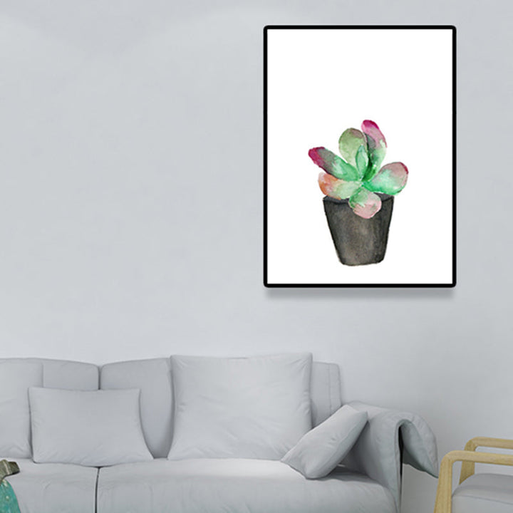 BowLift | Tropix Succulent Plant Sign Canvas Structured Green Wall Art Print for Living Room