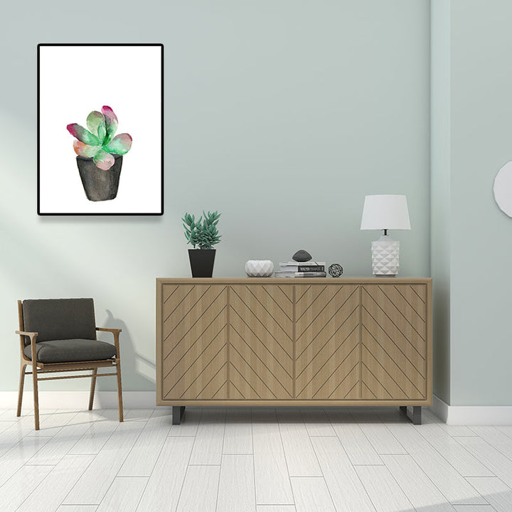 BowLift | Tropix Succulent Plant Sign Canvas Structured Green Wall Art Print for Living Room