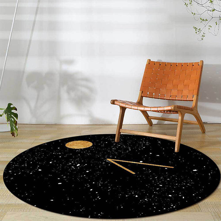 BowLift | Novelty Outer Space Print Rug Black Polyester Rug Washable Non-Slip Back Rug for Living Room