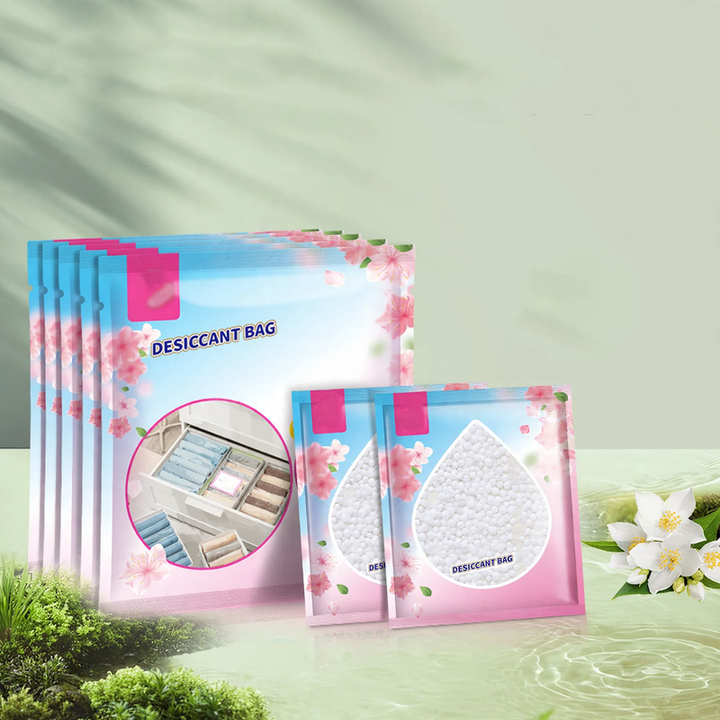 Hanging dehumidifying bag for wardrobes