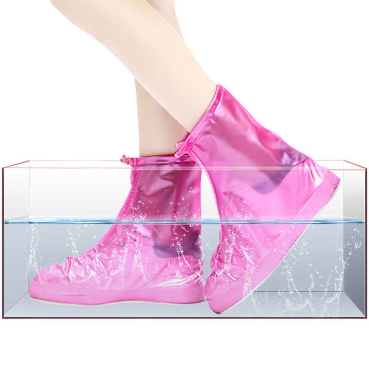 Waterproof Reusable Non-Slip Rain Boot Covers with Front Zip Seal and Adjustable Drawcord Bowlift