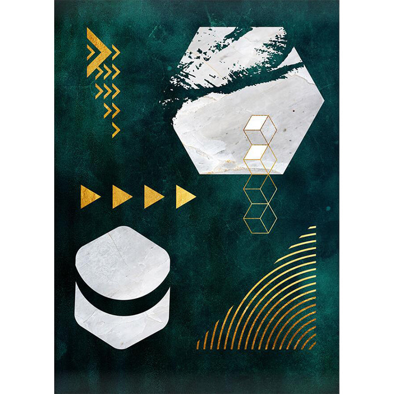 BowLift | Novelty Geometric Print Area Rug Dark Green Polyester Rug Machine Washable Non-Slip Area Rug for Bedroom