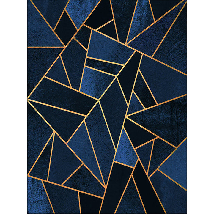 Dark blue novelty carpet Polyester geometric pattern carpet washable non-slip backing carpet for the living room | Bowlift