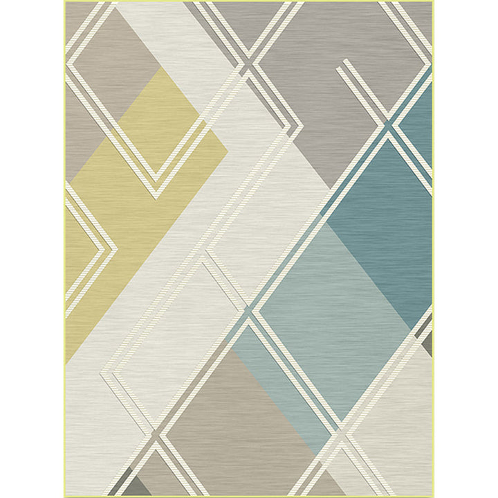 Multicolored bedroom rug Modern geometric patterned rug Polyester stain-resistant pet-friendly rug | Bowlift