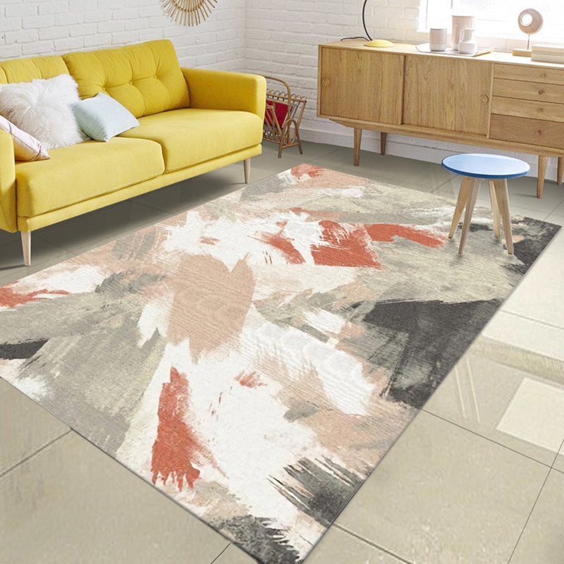 Nordic Modern Rug in Gray Abstract Painting Pattern Rug Polyester Pet-Friendly Rug for Home Decor | Bowlift