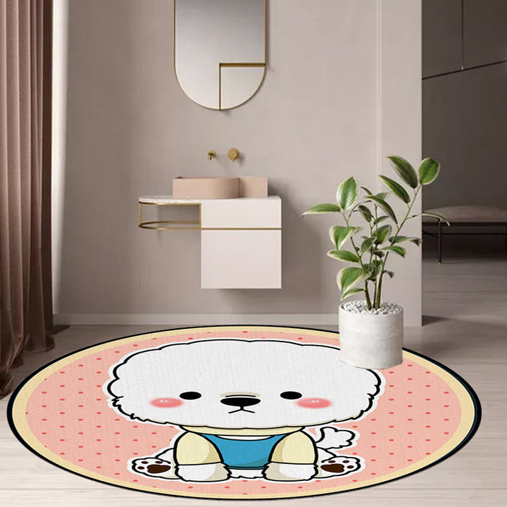 BowLift | Children's Room Rug in Purple and Red Animal Dog Star Strawberry Print Rug Polyester Non-Slip Area Rug