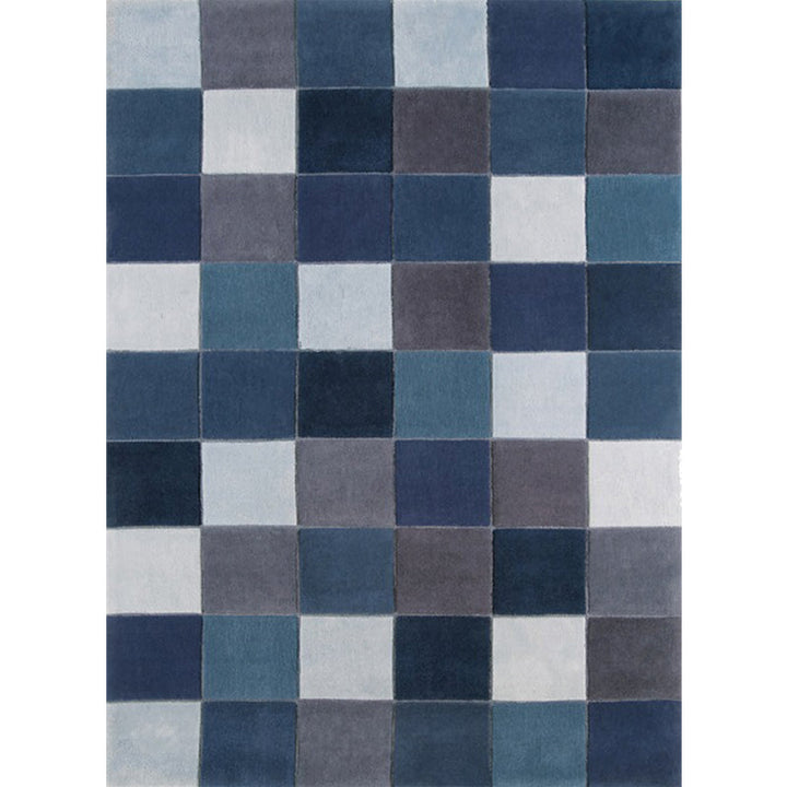 Modern blue checkered living room carpet Carpet Polyester Washable Non-slip Carpet | Bowlift